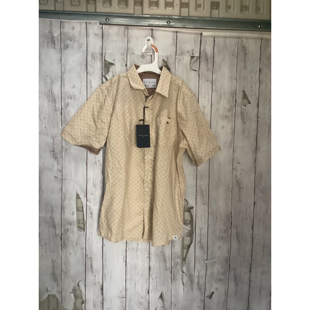 Day & Age Size XLarge Beige Allover Print Short Sleeve Button-Up Shirt for Boys